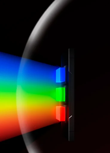 Haz de luz RGB emitido desde la fuente
