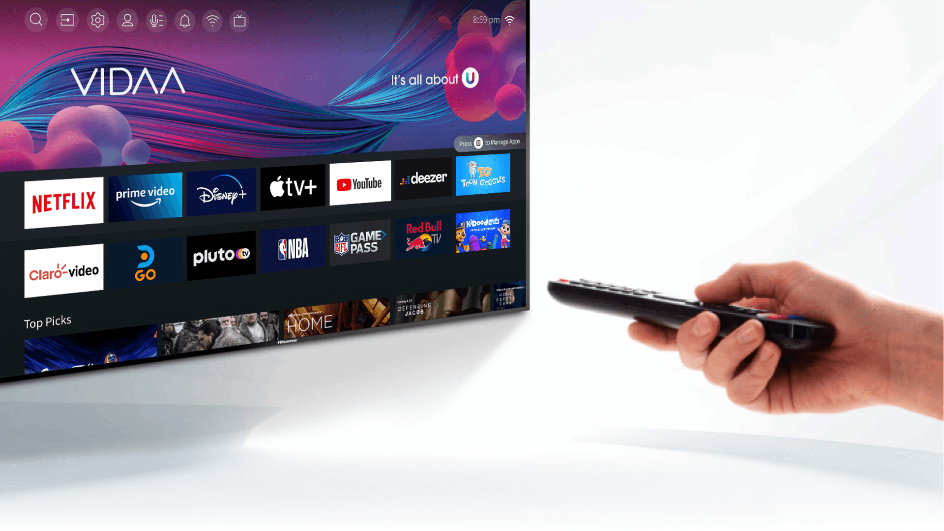 Mando a distancia con botones de acceso directo a apps
